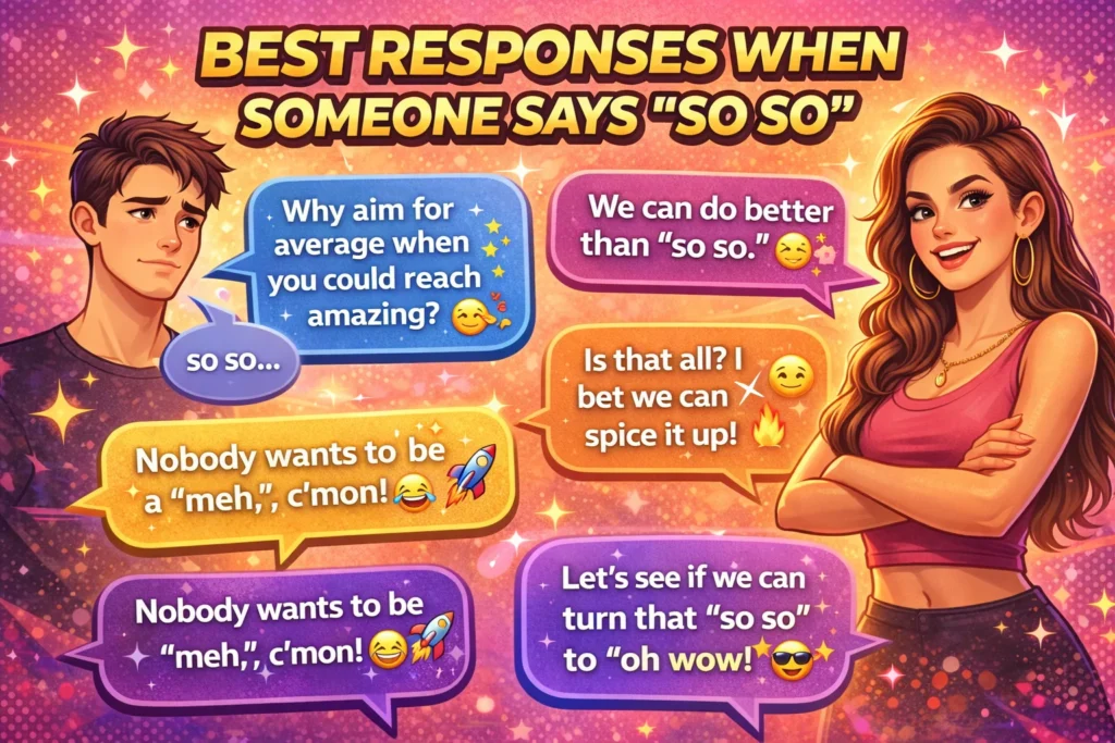best responses when someone says so so