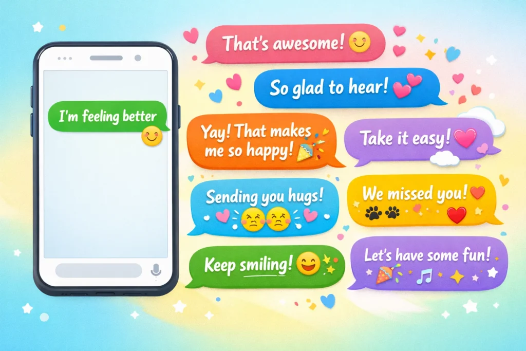 thoughtful replies to say when someones feeling better