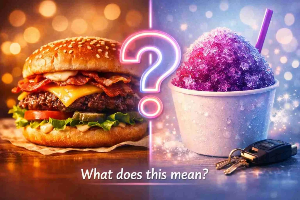 what does a burger and a grape snow cone mean