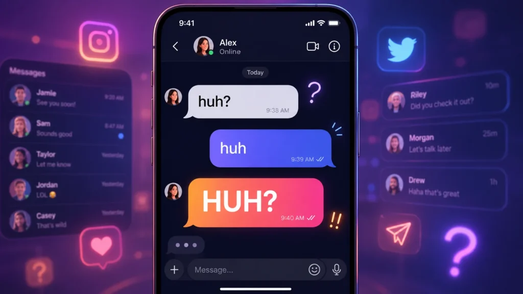 huh meaning in text